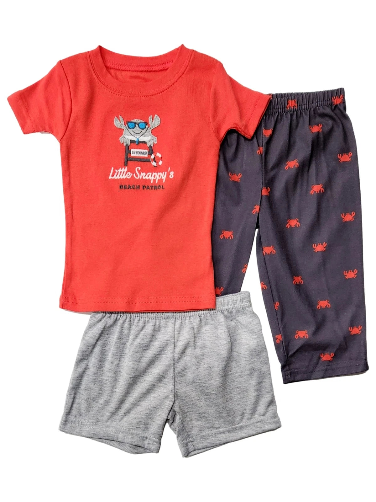 Carters Infant Baby Boy Orange Snappy Beach Patrol 3 Pc Pajama Set