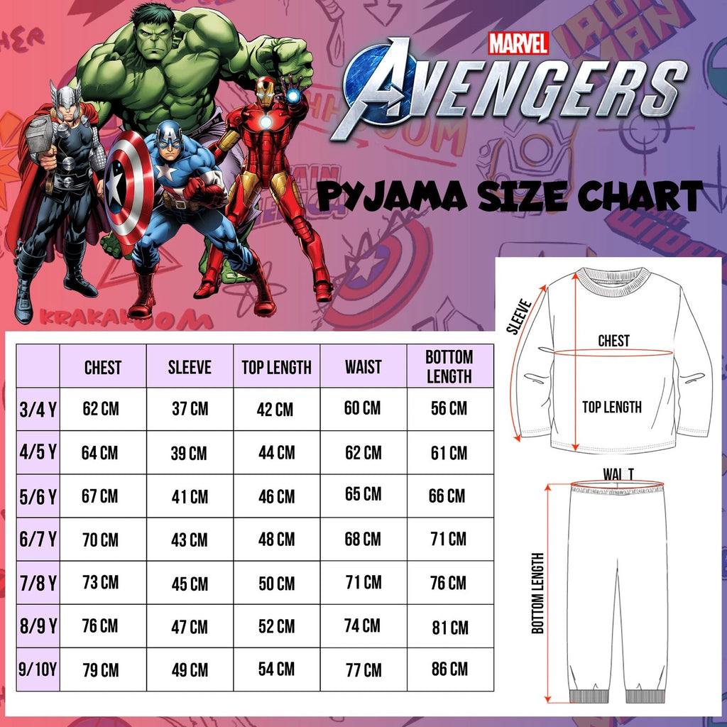 Marvel Pyjama for Boys Button Down PJ Set Superheroes Cotton Christmas Gift