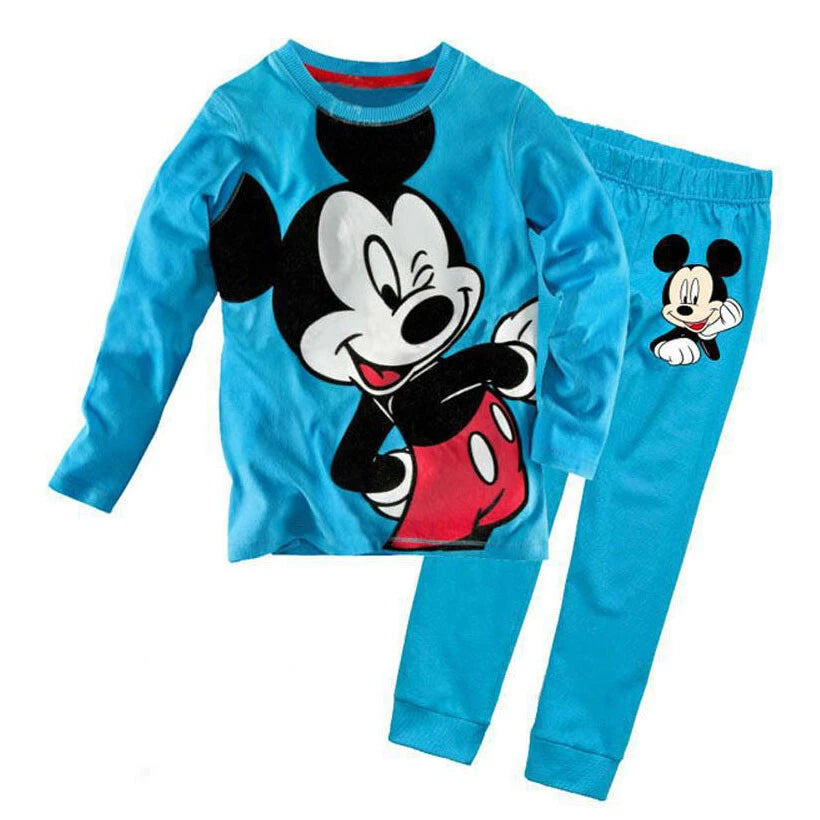 Kids Boy Girls Micky Minie Mouse Pyjamas Pjs Set Sleepwear Long Sleeve Nightwear