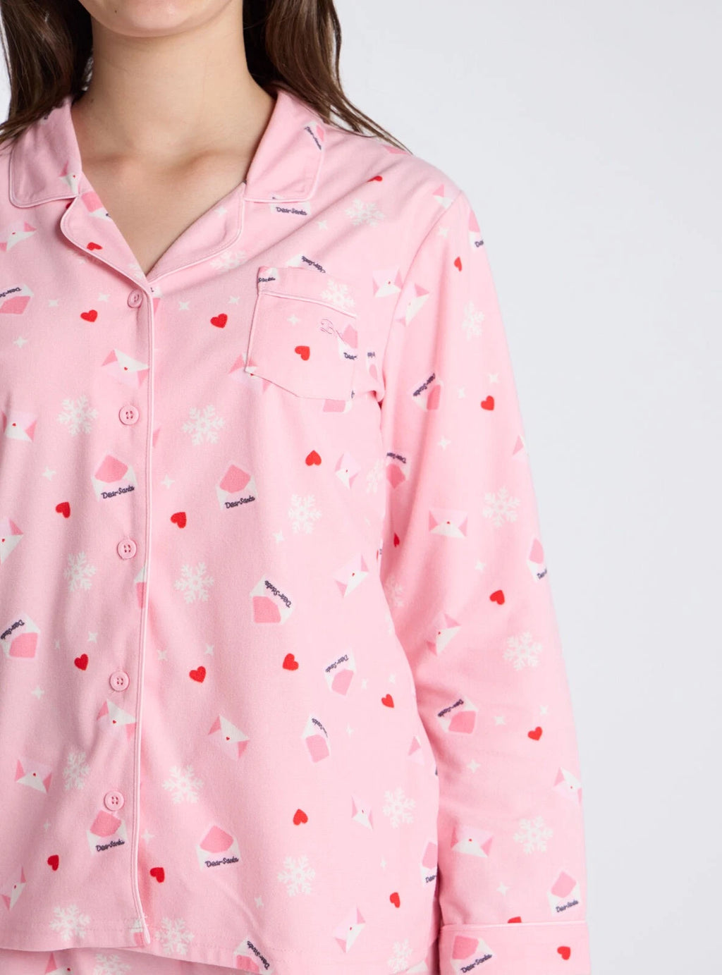 Boux Avenue Pyjama Set Girls Dear Santa Fleece Kids Cute Nightwear PJ with Bag