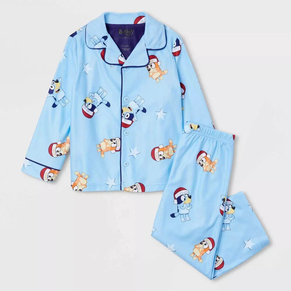 Bluey Christmas Pajamas Set Girl Boy Button Disney Bingo Toddler 12M 18M 2T 3T