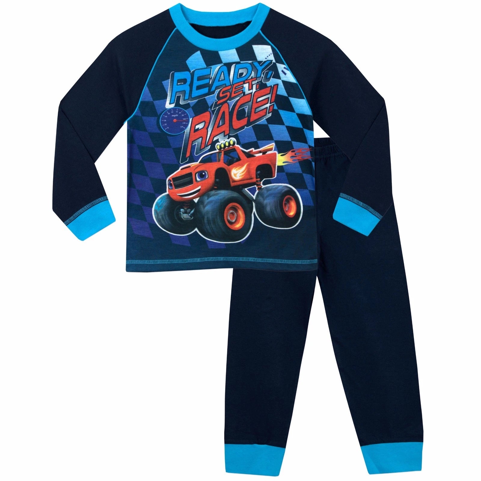 Boys Blaze and the Monster Machines Pyjamas Matching PJs Nightwear Set Navy Blue
