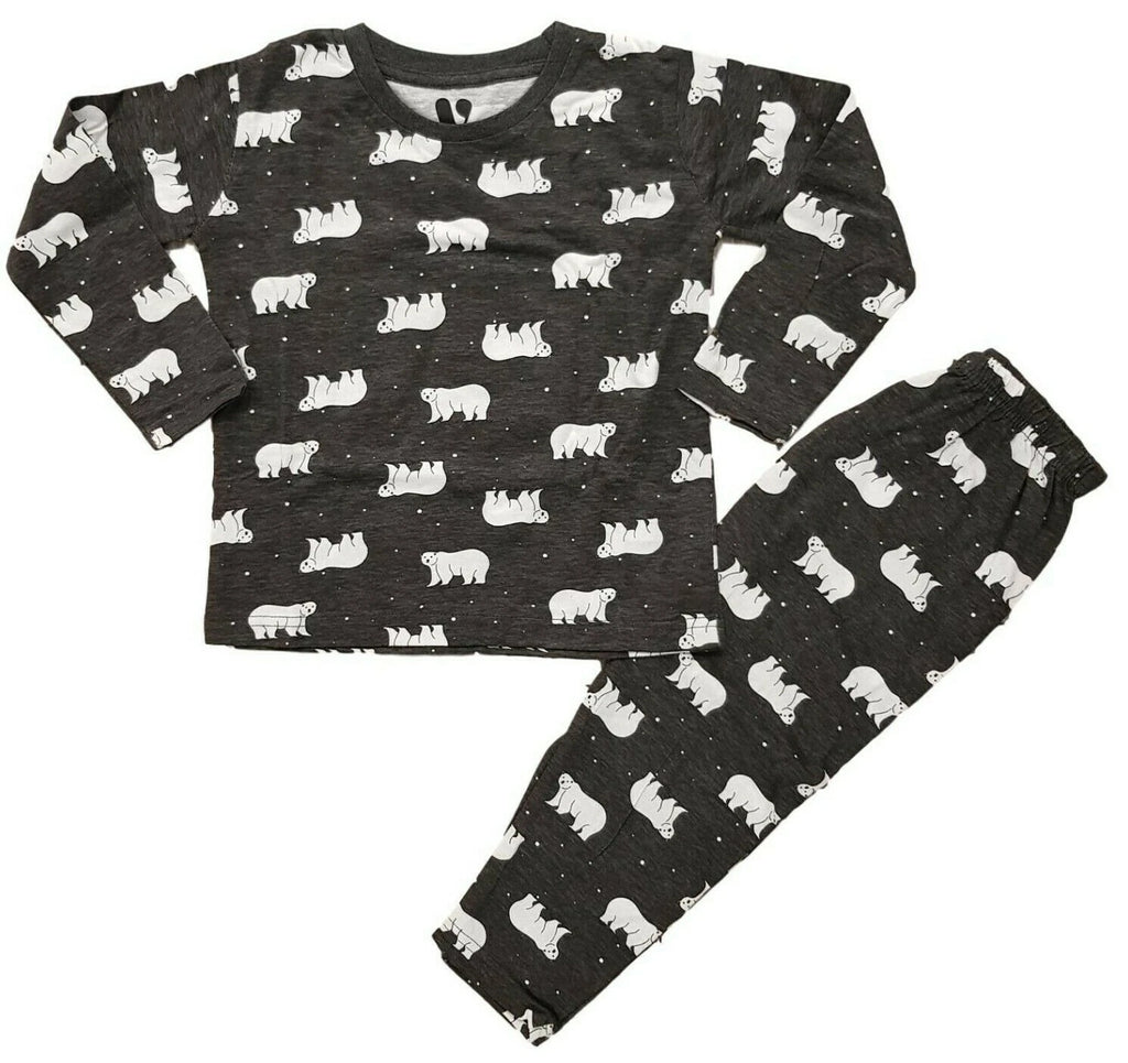 Ex Store Boys Polar Bear Grey Pyjamas Pjs Sleepwear Age 3 4 5 6 7 8 Years NEW
