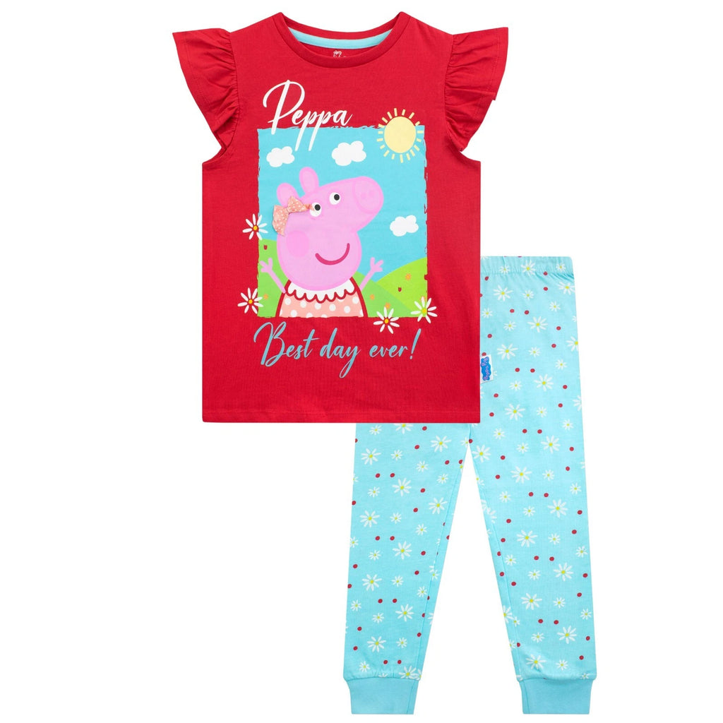 Peppa Pig Pyjamas 18 24 Months 2 3 4 5 6 7 8 Years PJ Set Red Blue Pink Daisies