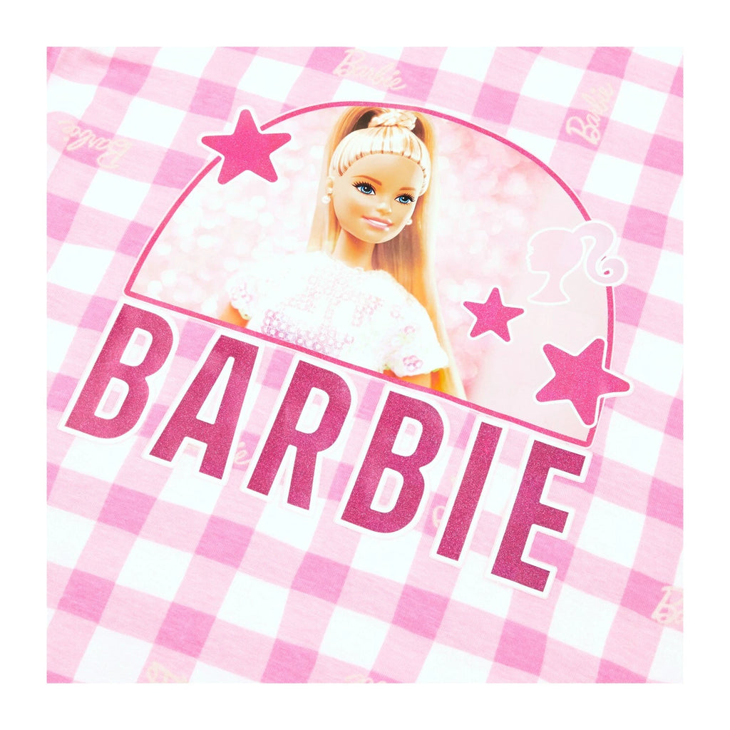 Barbie Girls Pyjamas | 100% Cotton Pjs for Girls | Pink Check Girls Doll Pjs