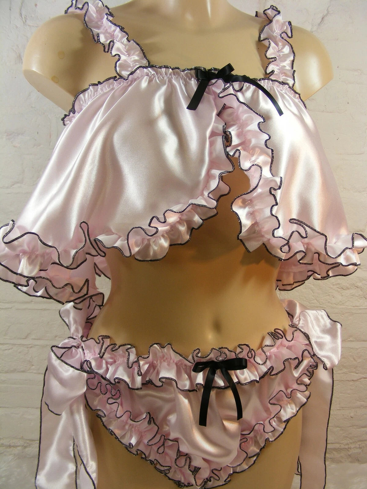 ADULT baby sissy satin with rolled hem edge cami & knickers set