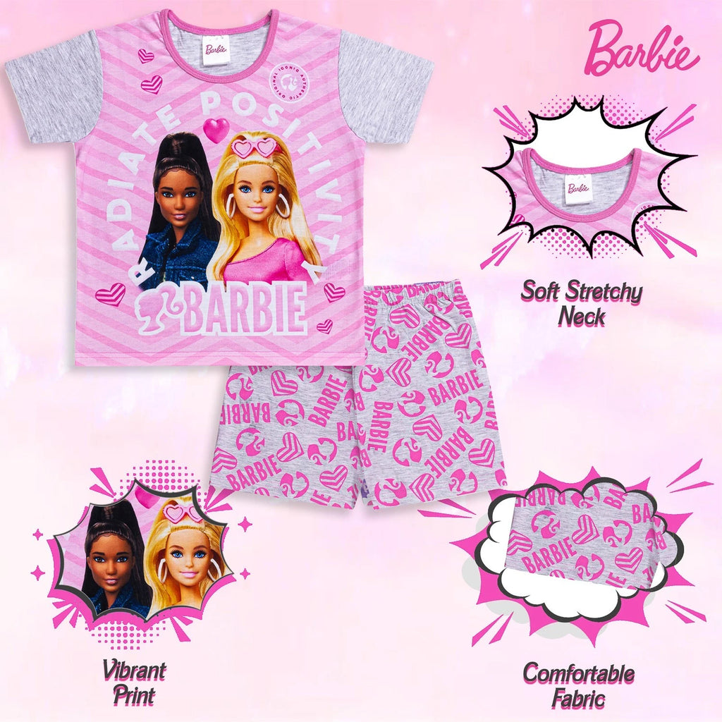Barbie Girls Cotton Short Pyjamas Sleepwear Set, Girls Barbie Gifts