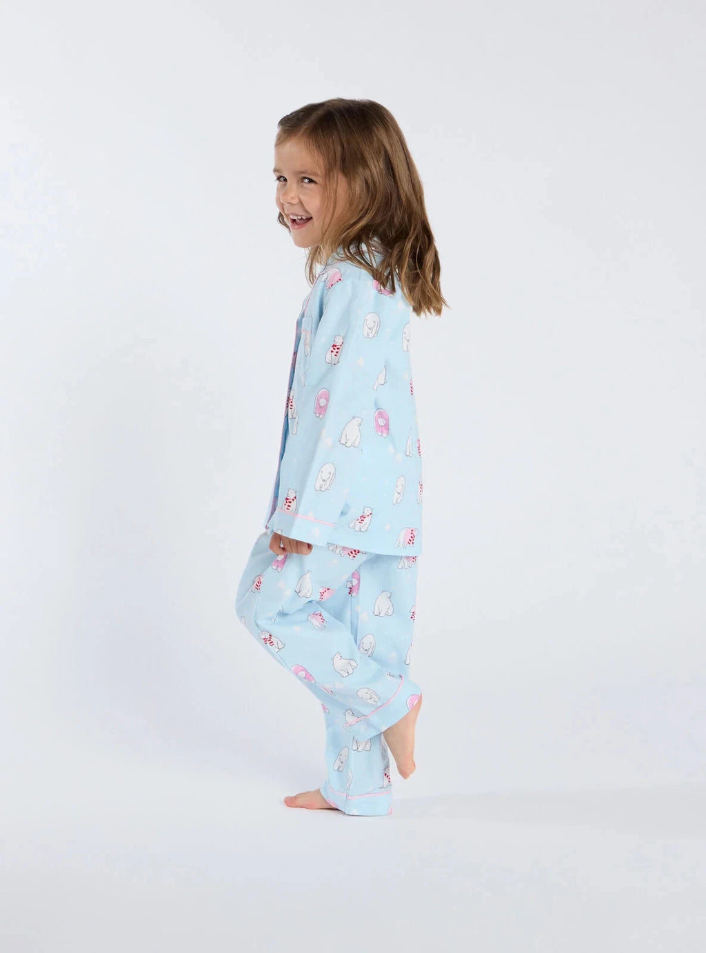 Boux Avenue Pyjama Set Girls Polar Bear Fleece Kids Cute Nightwear PJ with Bag