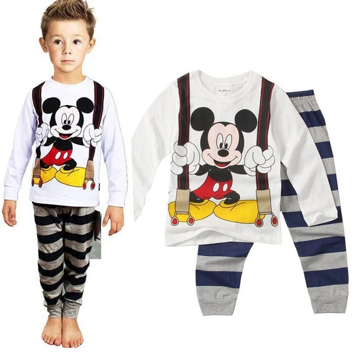 Kids Boy Girls Micky Minie Mouse Pyjamas Pjs Set Sleepwear Long Sleeve Nightwear