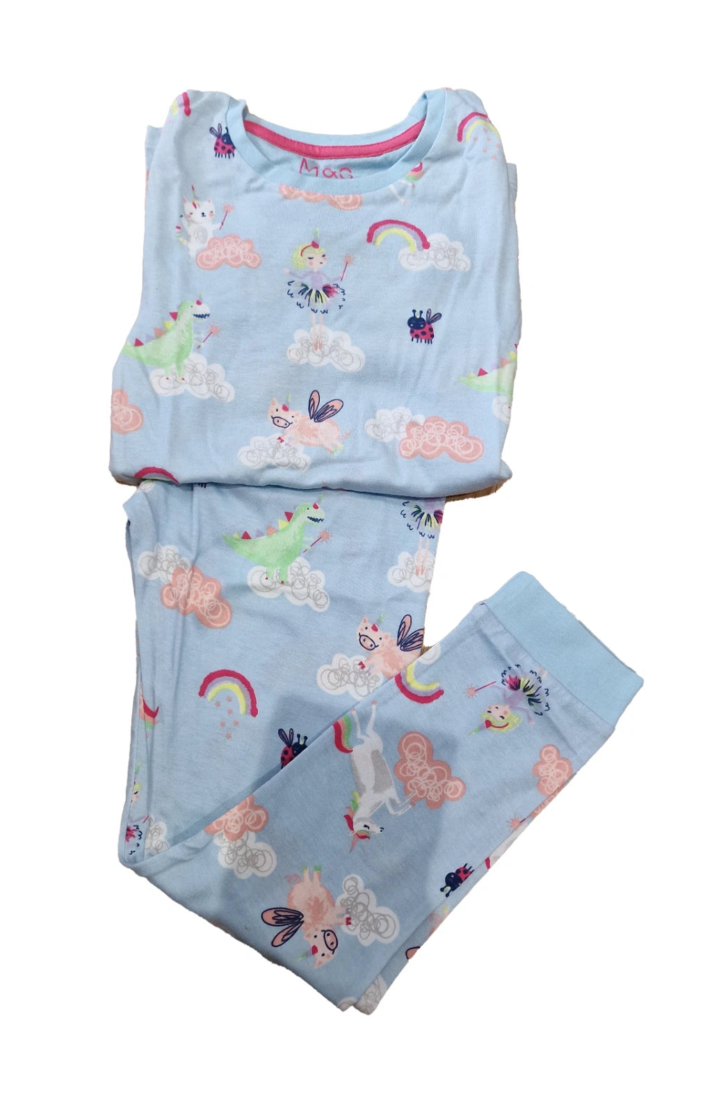 Ex M&S Girls Pyjamas PJ Snuggle set unicorn blue 18m-7 Years NEW