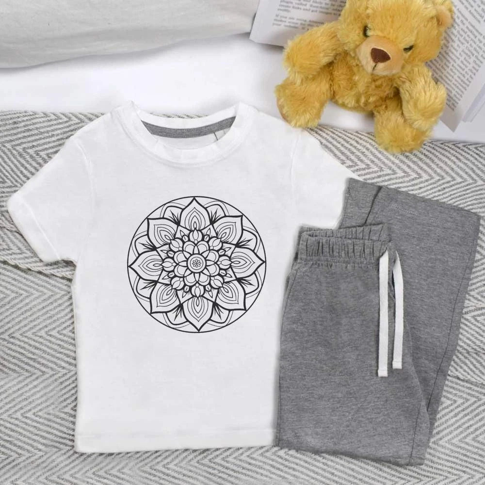 'Floral Mandala' Kids Nightwear / Pyjama Set (KP048862)