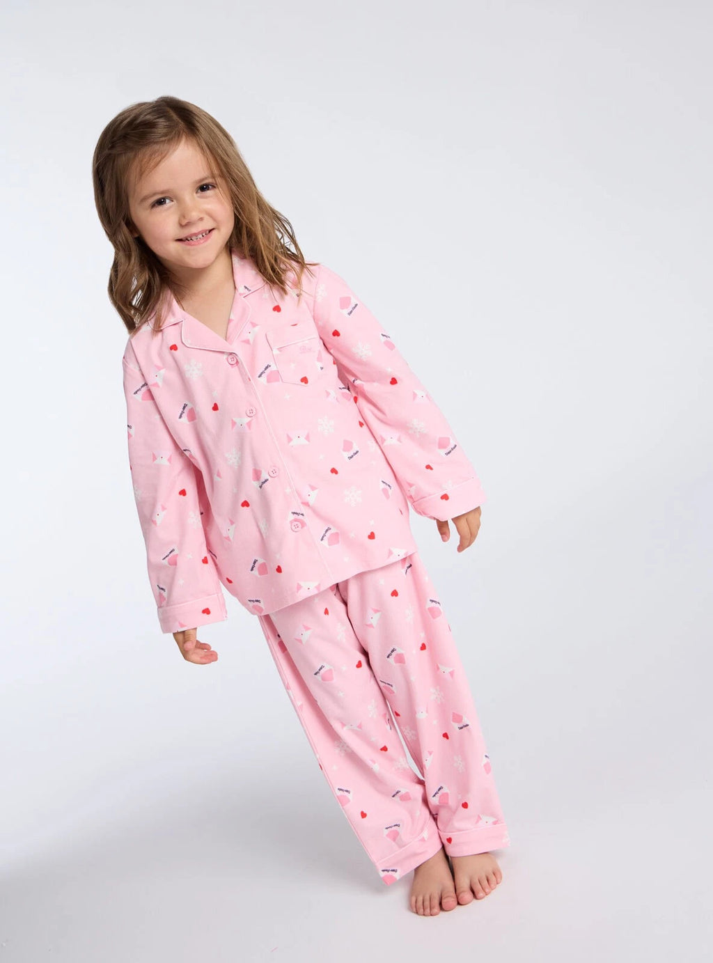 Boux Avenue Pyjama Set Girls Dear Santa Fleece Kids Cute Nightwear PJ with Bag