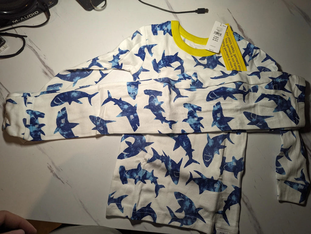 Baby Gap PJ Set 2 Piece Brand New Shark Design Long Sleeve and Pant
