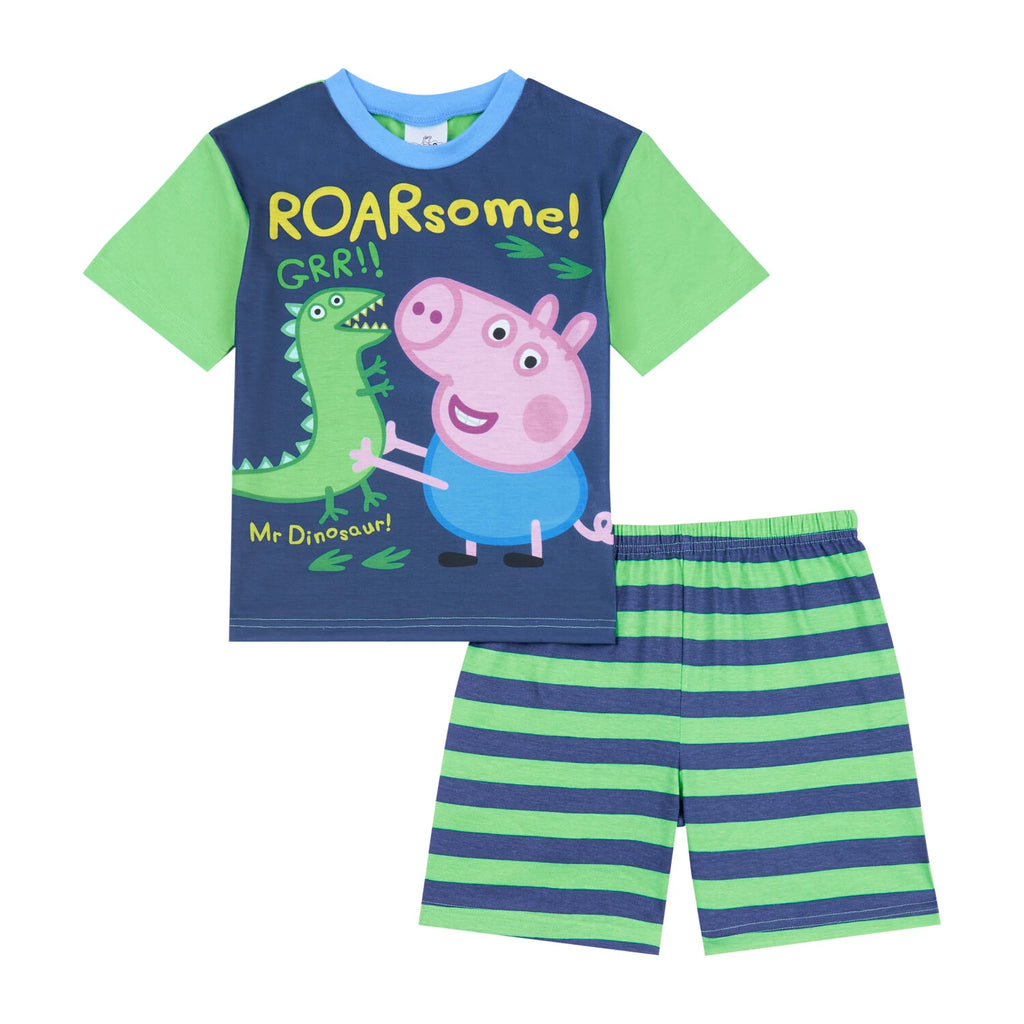 George Pig Boys Pyjamas Short Pjs, Official George Pig Nightwear