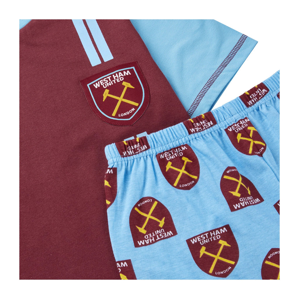 West Ham United FC Boys Short Pyjamas, Summer Football Pjs, Official Merchandise