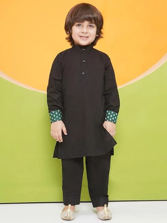 Kids Poly Chanderi Motif Printed Kurta Pajama Set Waist Coat Jacket for Boys