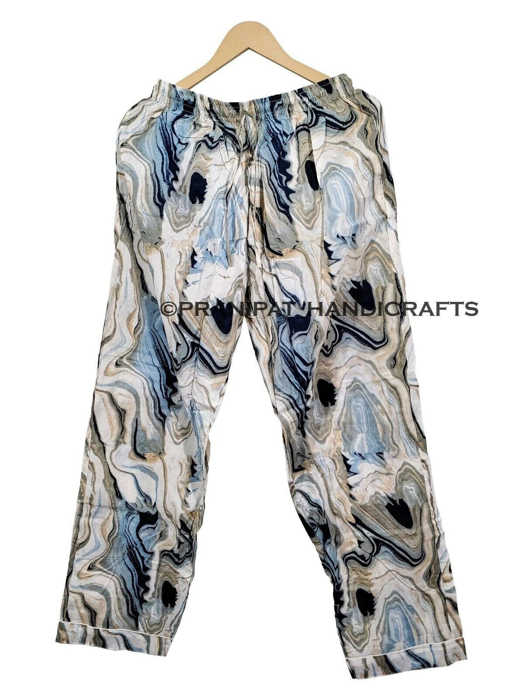 Women Abstract Summer Blue Hippie Sleepwear Cotton Ethnic Night wear Pajama set