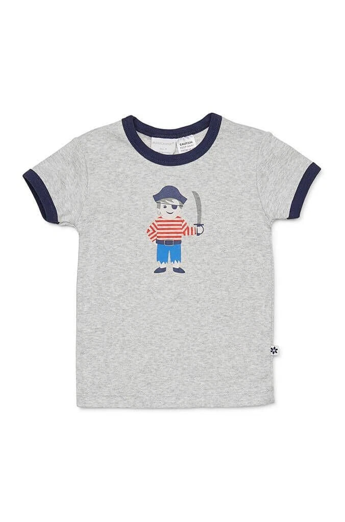 Boys Size 1 Marquise Grey Pirate Summer Short Sleeve Cotton Pyjama Set