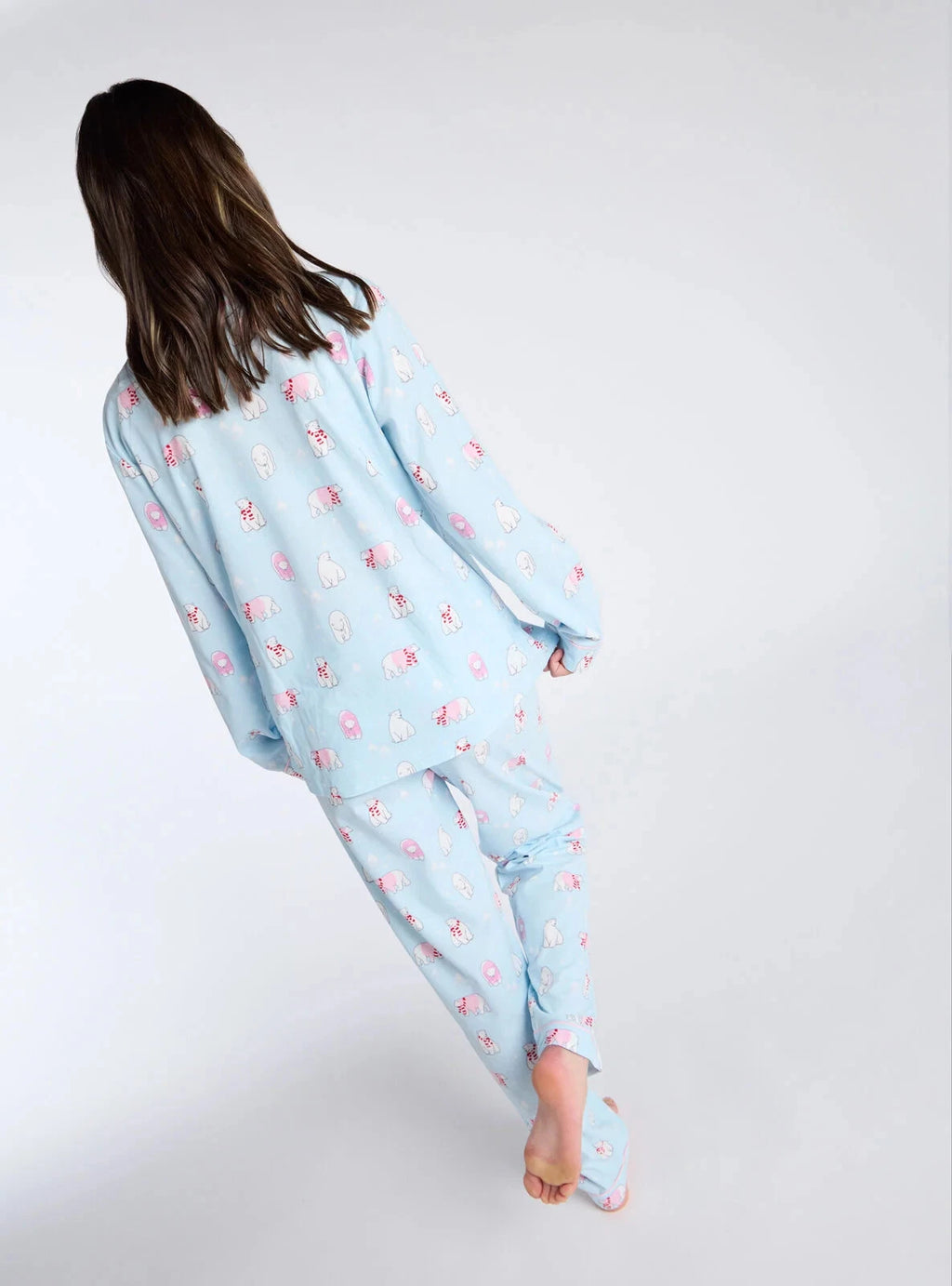 Boux Avenue Pyjama Set Girls Polar Bear Fleece Kids Cute Nightwear PJ with Bag