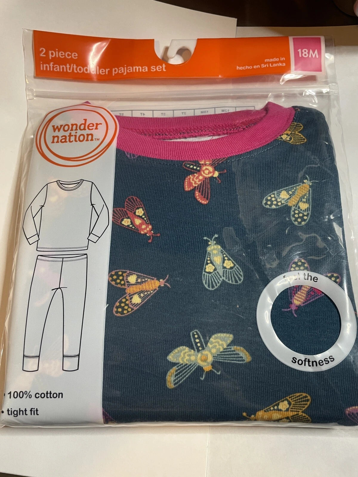 Wonder Nation Toddler Girl Tight Fit Blue Dragonfly Pajama Set, 2-Piece NWT