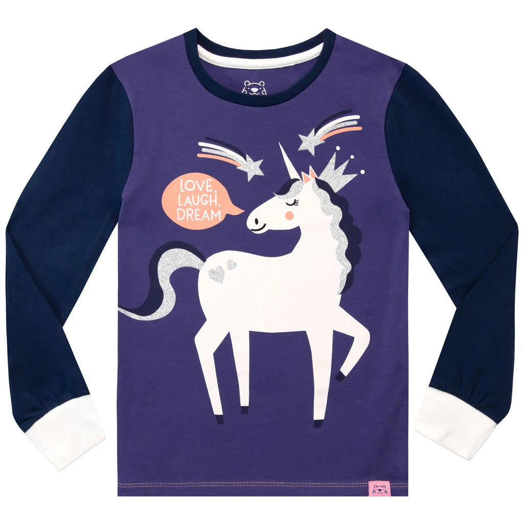 Unicorn Snuggle Fit Pyjamas 3 4 5 6 7 8 9 10 11 12 Years PJs Nightwear Black