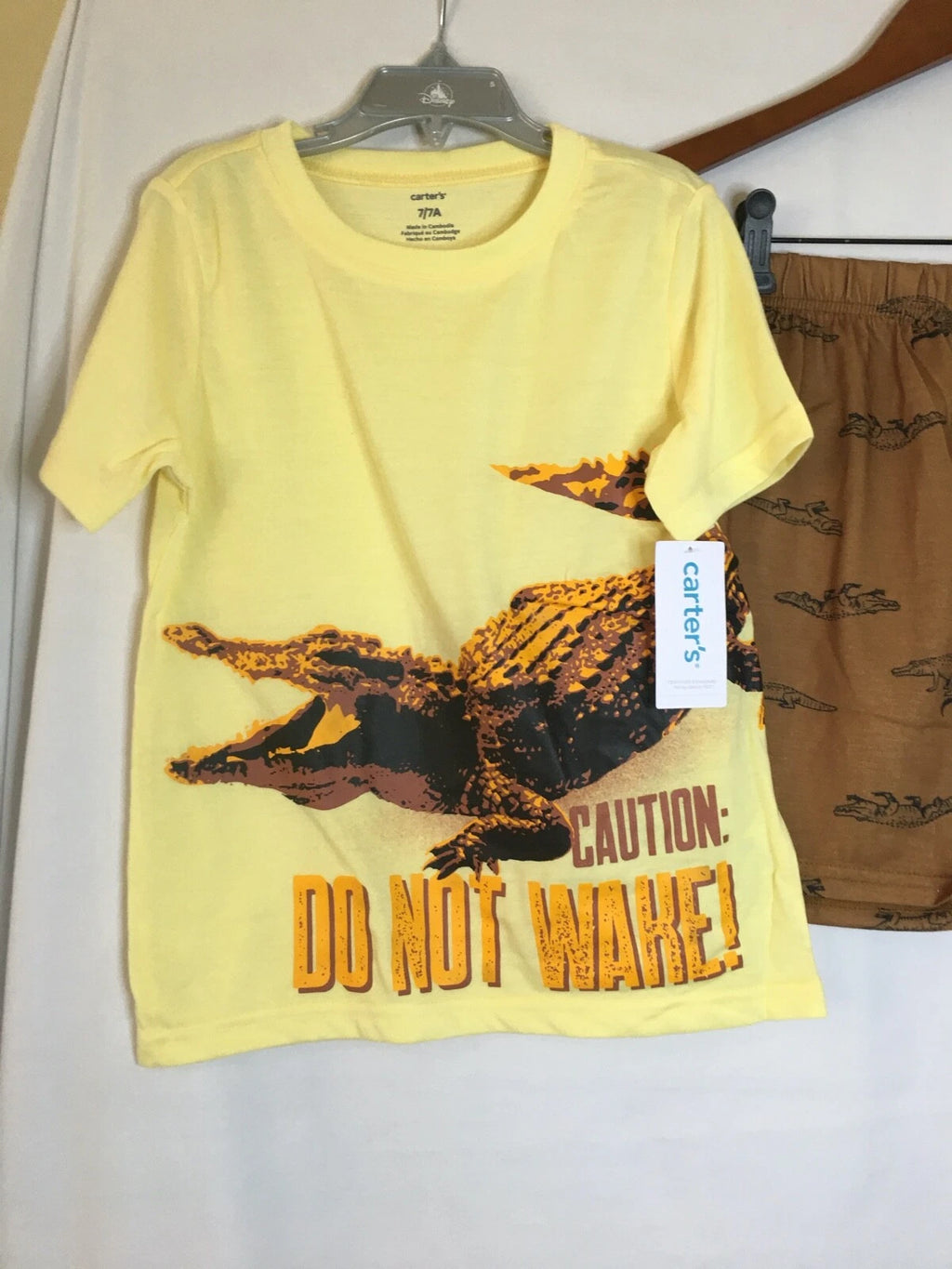 New Carter's Boys Alligator Poly Pajama 2 pc Set Kid Yellow Brown many sizes