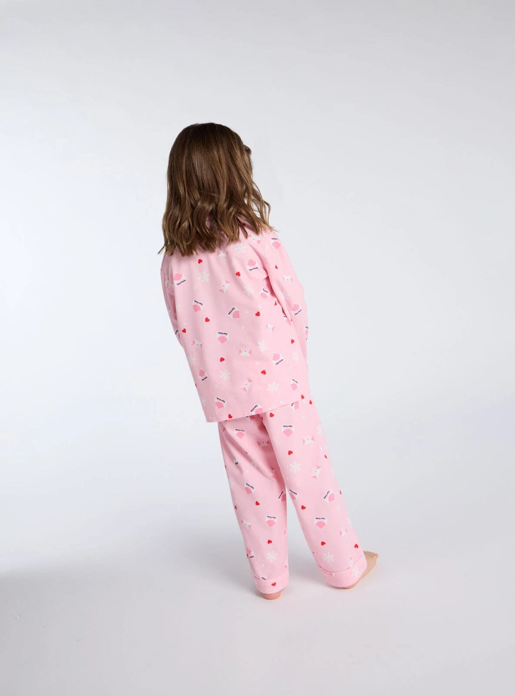 Boux Avenue Pyjama Set Girls Dear Santa Fleece Kids Cute Nightwear PJ with Bag