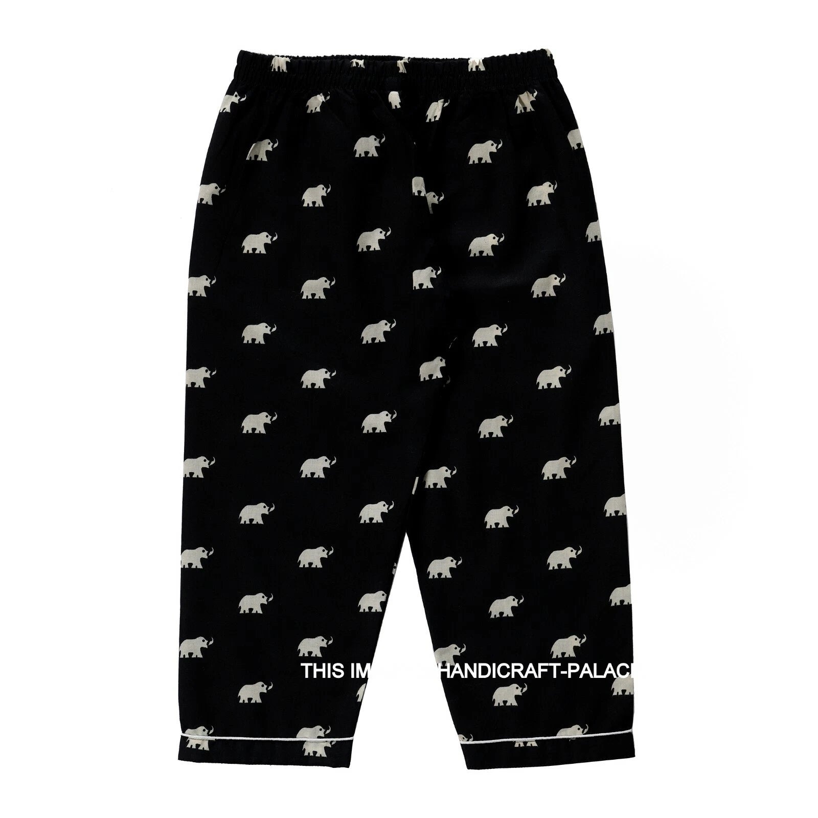Indian Pure Cotton Kids Pajama Set Black Elephant Printed Sleepwear 1to10 Years