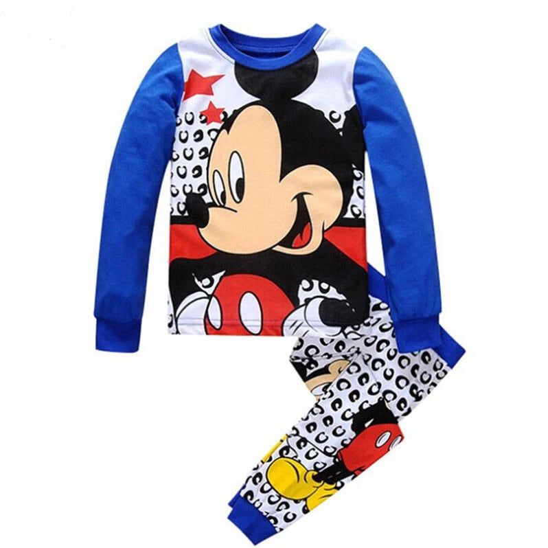 Kids Boy Girls Micky Minie Mouse Pyjamas Pjs Set Sleepwear Long Sleeve Nightwear