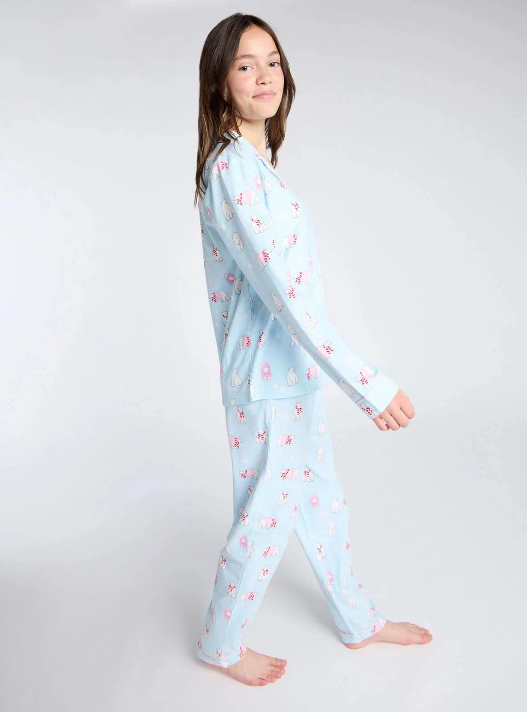 Boux Avenue Pyjama Set Girls Polar Bear Fleece Kids Cute Nightwear PJ with Bag