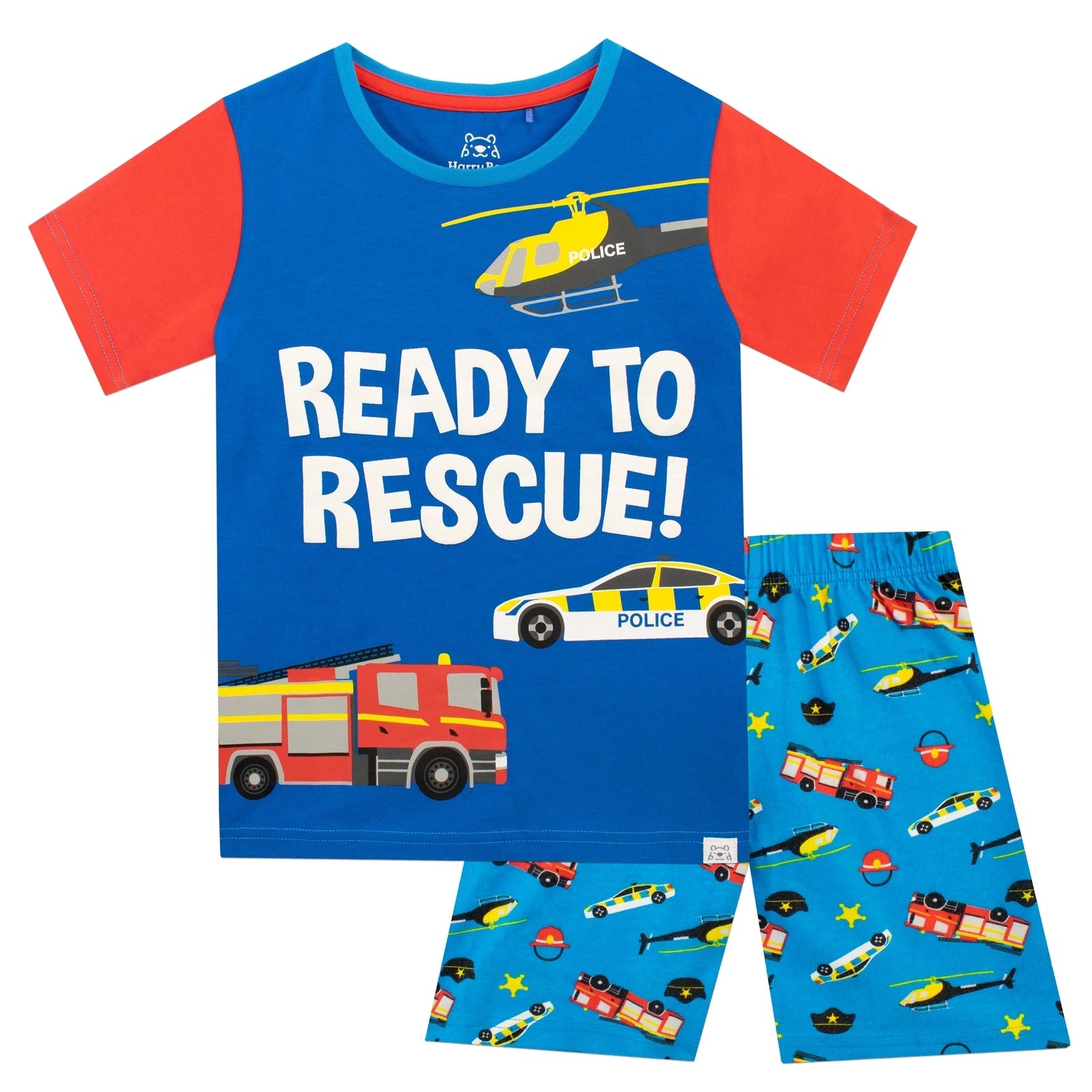 Helicopter Police Car Rescue Vehicle Pyjamas Kids Boys 2 3 4 5 6 7 8 Years PJs