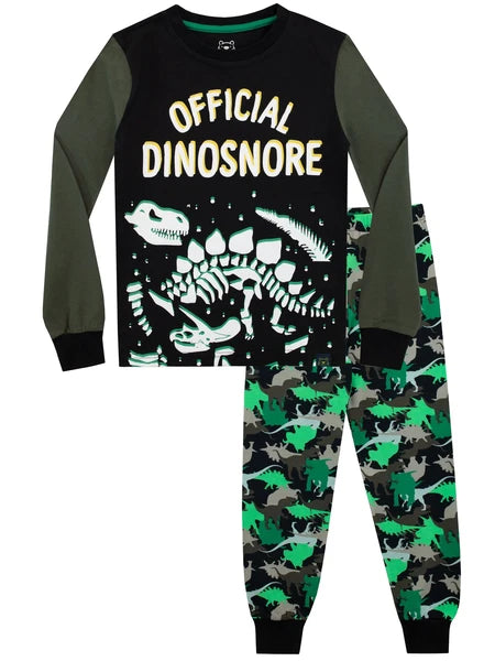 Dinosaur Snuggle Fit Pyjamas Kids Boys 3 4 5 6 7 8 9 10 Years Long Sleeve PJs