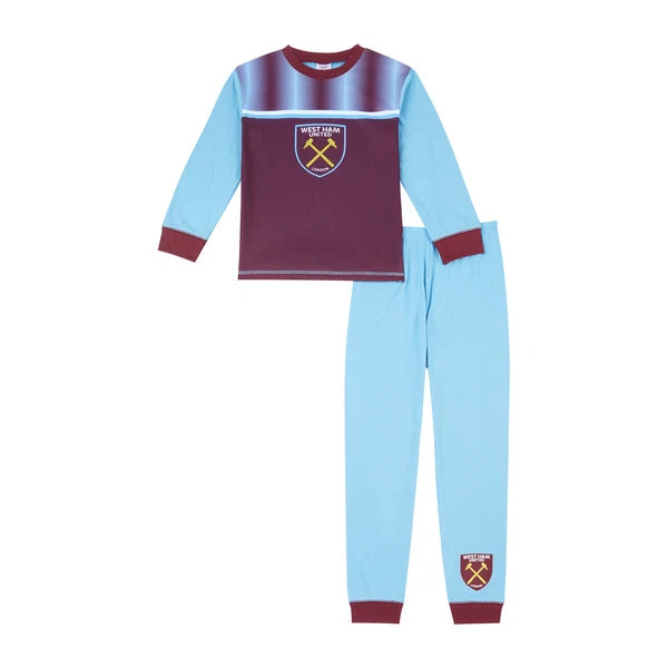 West Ham United FC Boys Pyjamas Football Pjs Set, Official Club Merchandise