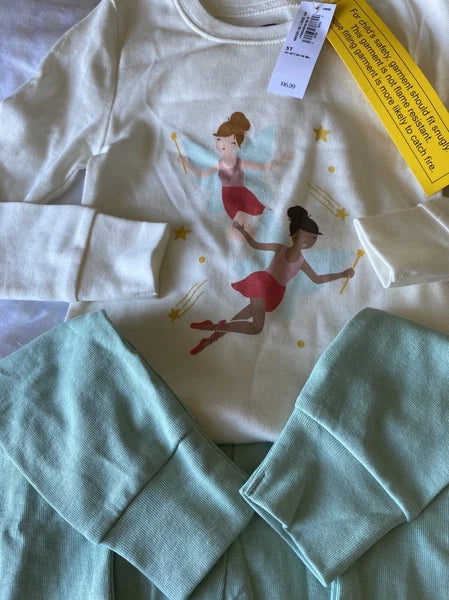 OLD NAVY Aqua Fairy Princess Pajama Set Toddler Girl. NEW WITH TAG.