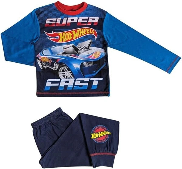 Boys Hot Wheels Pyjamas Cars 3-8 Years Long Sleeve Trouser Character PJs Gift