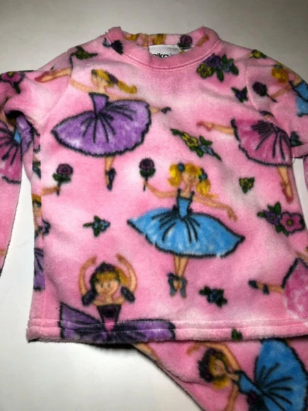 Zoofleece Ballet Dancer Flower Cinderella Pink Girls Kids Pajama PJ Fleece Set