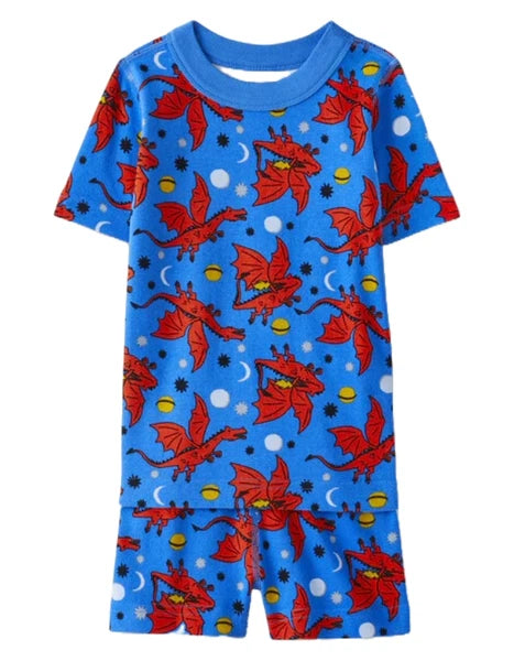 Hanna Andersson Kids Short Sleeve Printed Short-John Pyjama Set - Space Dragons
