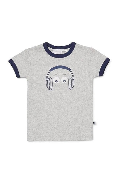 Boys Size 1 Marquise Grey Head Phones Summer Short Sleeve Cotton Pyjama Set