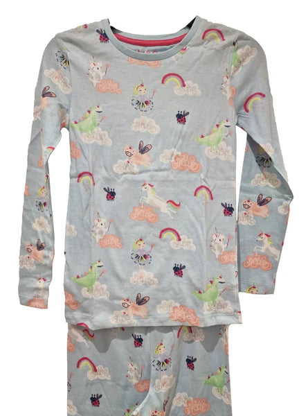 Ex M&S Girls Pyjamas PJ Snuggle set unicorn blue 18m-7 Years NEW