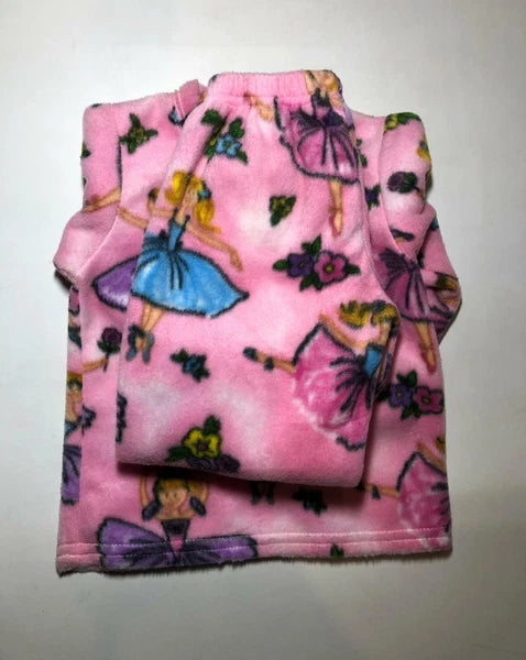 Zoofleece Ballet Dancer Flower Cinderella Pink Girls Kids Pajama PJ Fleece Set