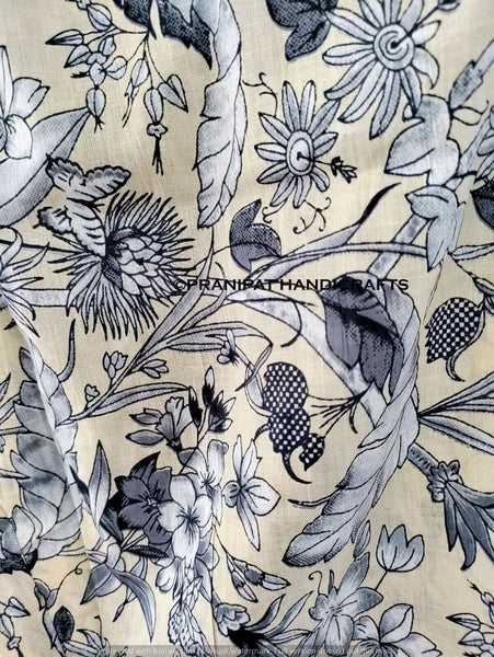 Women Sleepwear Cotton Forest Print Beige Hippie Night wear Boho Top-Pajama set