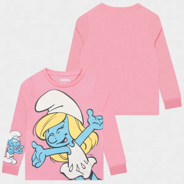 The Smurfs Pyjamas | Girls Smurfette Pyjamas | Long Sleeve Girls Pjs | Smurf Pjs