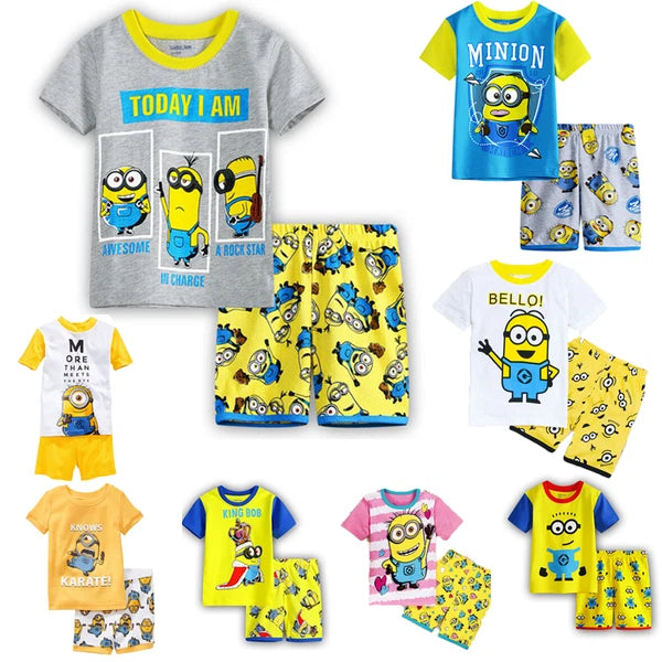 Kids Boys Girls Minions Nightwear Pyjamas Short Sleeve T-Shirt Shorts PJs Set UK