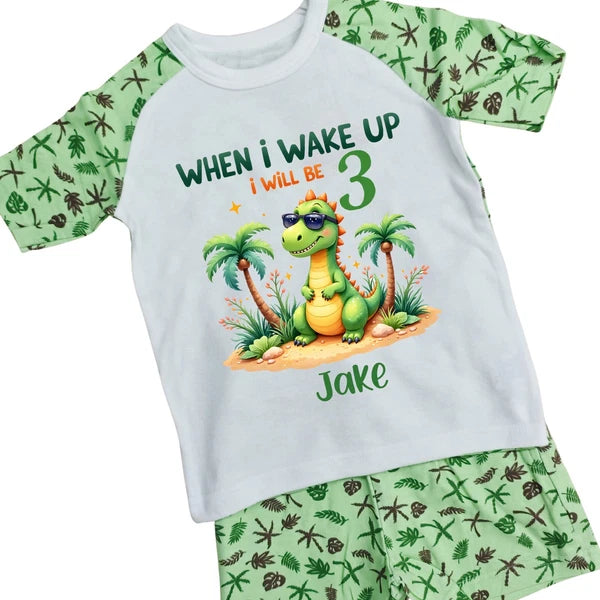 3rd Birthday PJs, When I Wake Up I Will Be Three, Boys Personalised Pajama- 1458