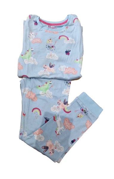 Ex M&S Girls Pyjamas PJ Snuggle set unicorn blue 18m-7 Years NEW