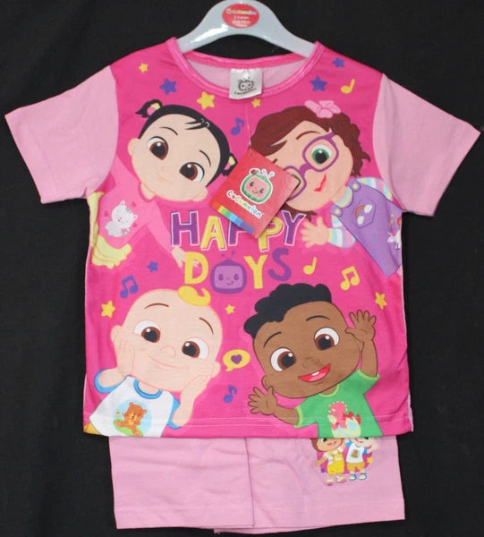 COCOMELON Girl's Pink Short Pyjamas/ Shorty PJs/ Summer PJs in Sizes 1-4 Years