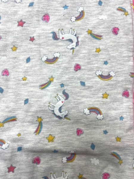 Touche Girls Long Sleeve Full Length Printed Pyjama Set- Grey/Pink Unicorn