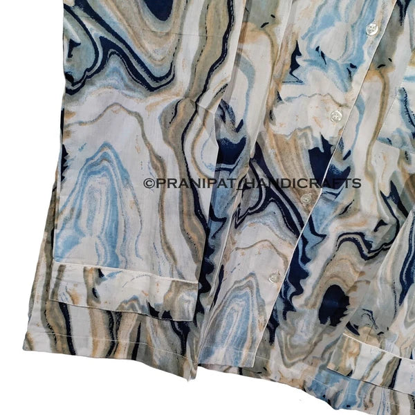 Women Abstract Summer Blue Hippie Sleepwear Cotton Ethnic Night wear Pajama set