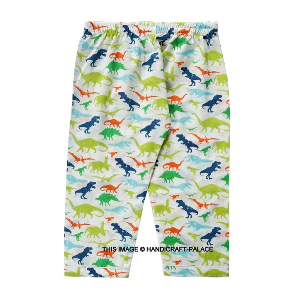 Dinosaur Printed Pyjamas Set with Long Sleeve for Girls Boys Cotton Nightwear