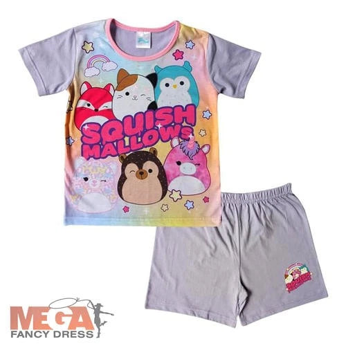 Official Squishmallow Short Pjs Kids Character Shorties Girls Pyjamas 5-12 Years